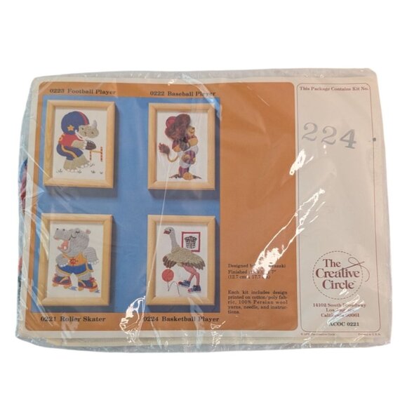 Creative Circle Needlepoint Kit 224, 774, 826 Flowers Basketball Player Complete - Picture 5 of 10